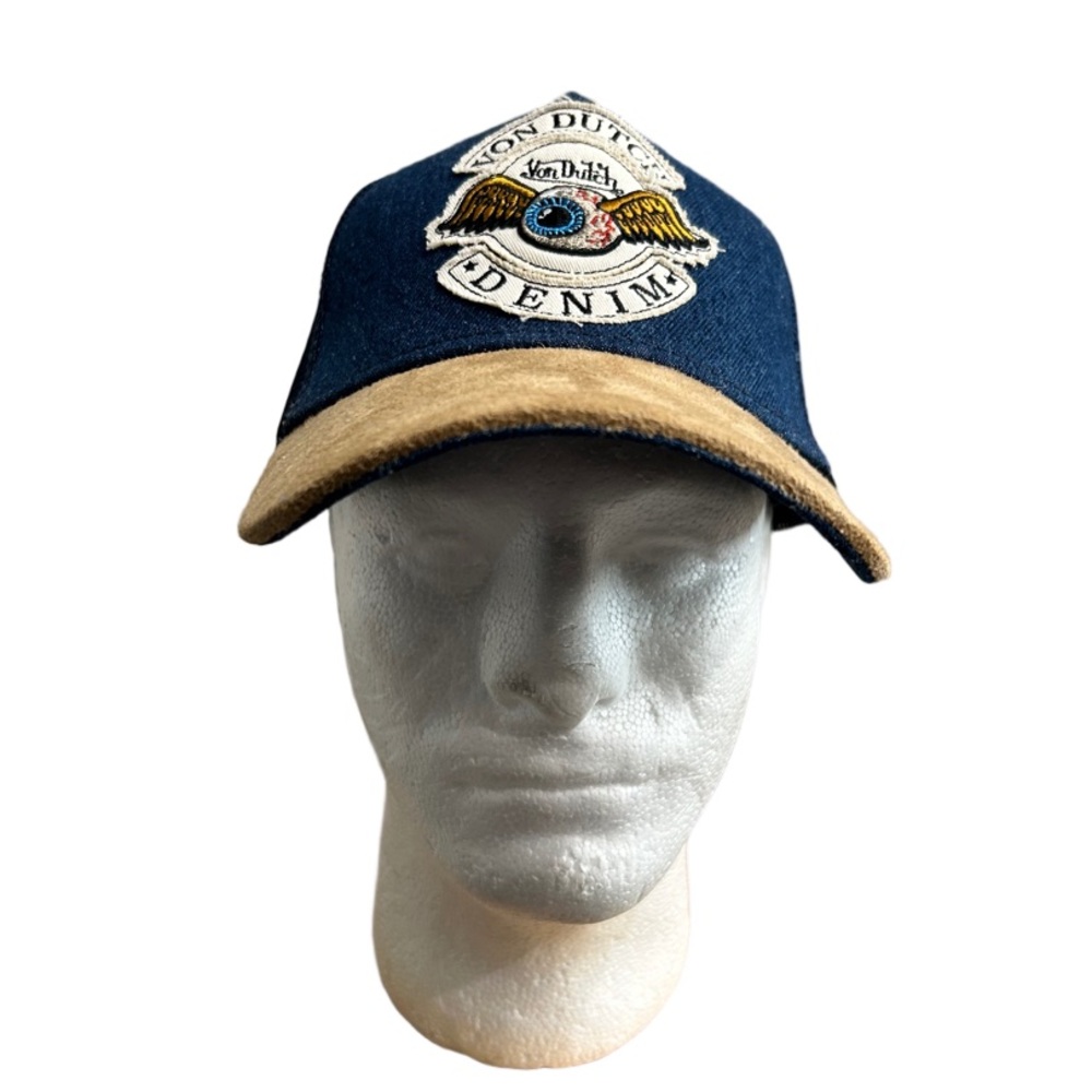 Von Dutch Blue Denim Hat with Tan Brim